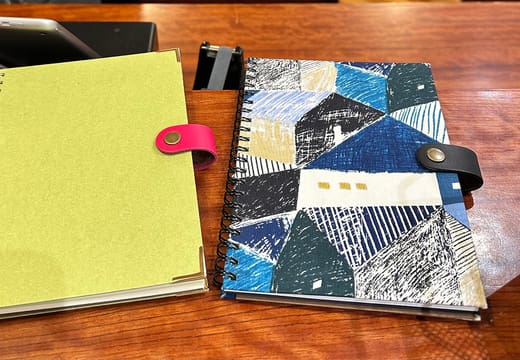 Two made-to-order notebooks with fabric covers and ring bindings from Kakimori in Kuramae