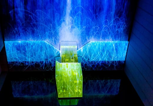teamLab waterfall projection Universe of Water Particles shown at the Museum of Contemporary Art Tokyo