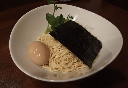 Noodles with nori and a soft egg for tantan tsukemen at Nakiryu in Otsuka