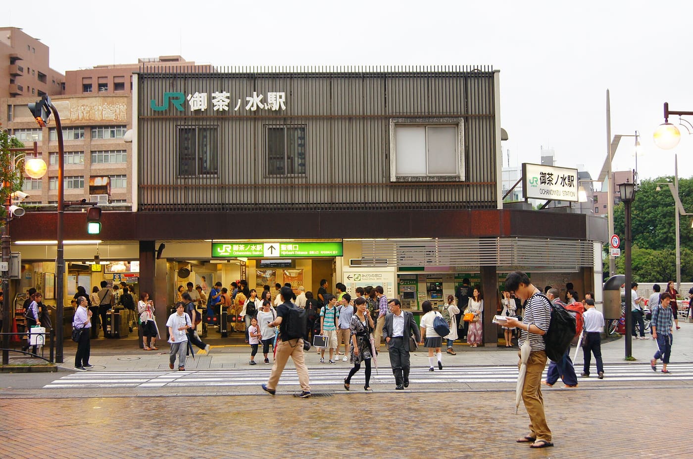 The Hijiribashi exit of JR Ochanomizu Station above the Kanda River