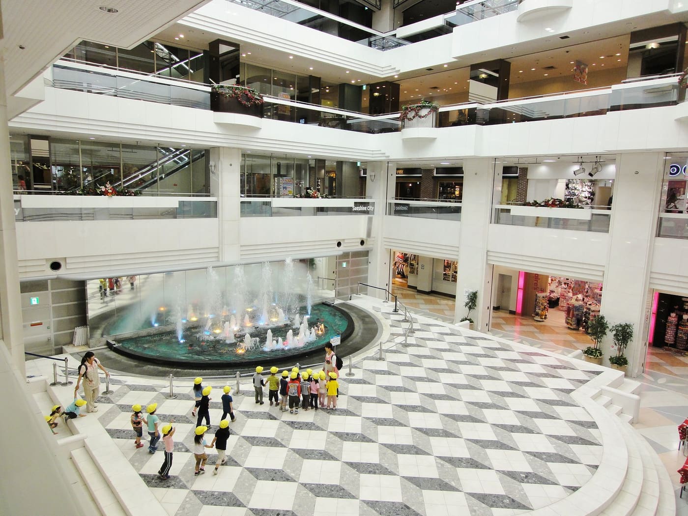 The fountain atrium of the Alpa shopping mall inside Sunshine City in Ikebukuro
