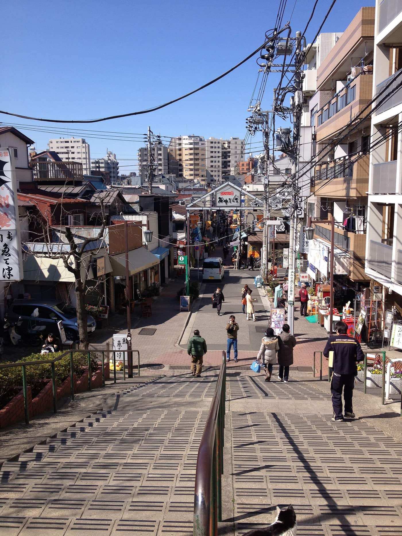 The Yuyake Dandan steps leading down to Yanaka Ginza shopping street