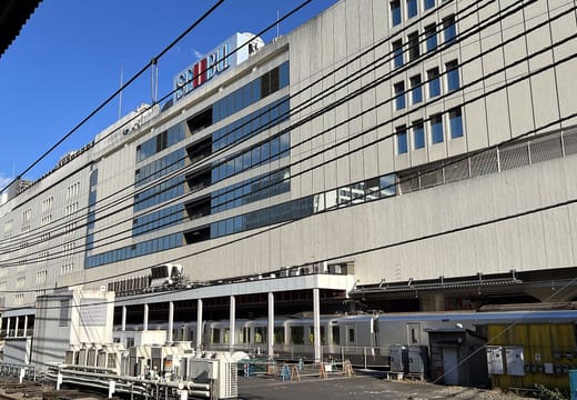Seibu Ikebukuro department store building above the tracks at Ikebukuro Station