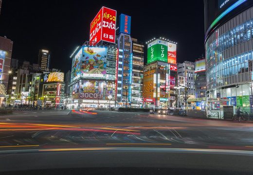 Neon signs on the east side of Shinjuku at night